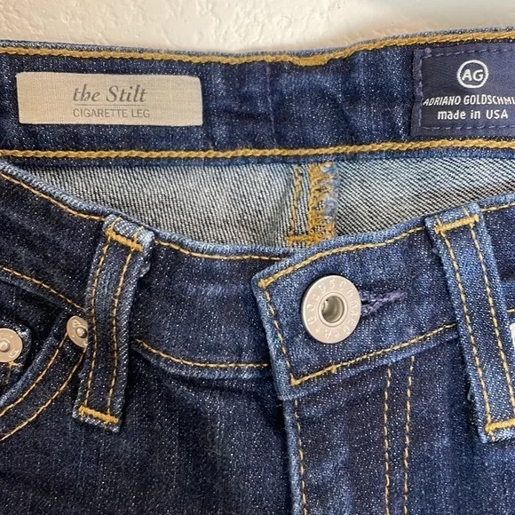 AG Adriano Goldschmied The Stilt Cigarette Leg Dark Wash Jeans Size 24R - Picture 3 of 5